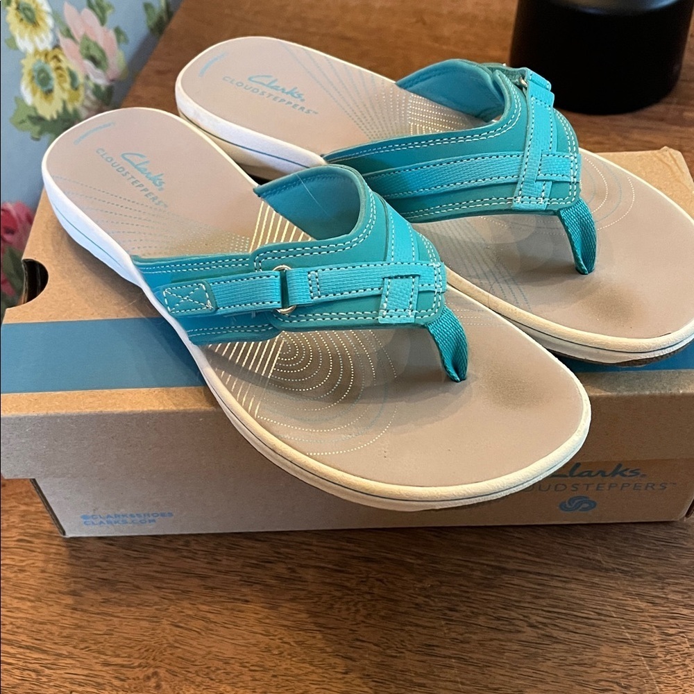 Clarks® Breeze Sea Cloudstepper Women's Flip Flop Sandals Aqua Size 9